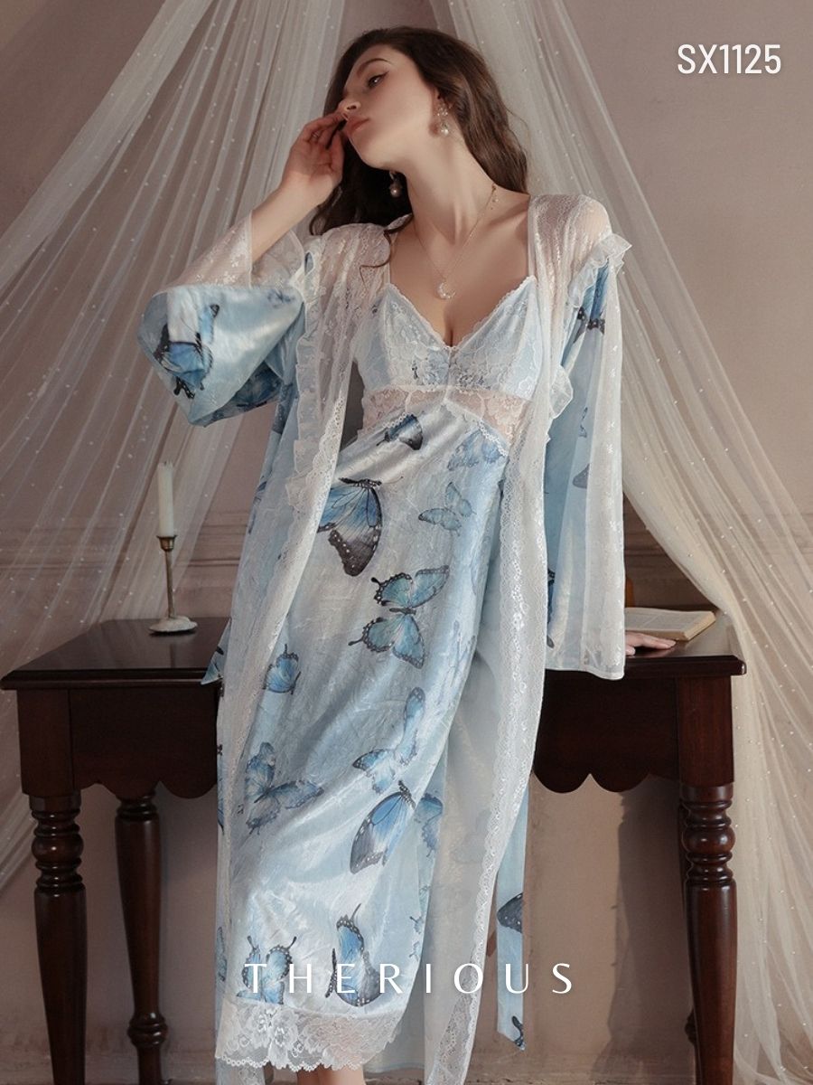 Harper Velvet Butterfly Long Dress SX1125 [Ready Stock]