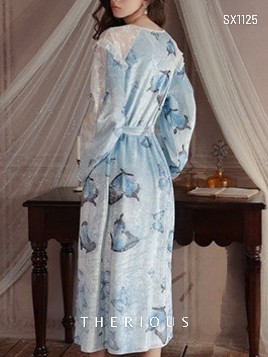 Harper Velvet Butterfly Long Dress SX1125 [Ready Stock]