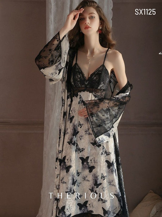 Harper Velvet Butterfly Long Dress SX1125 [Ready Stock]