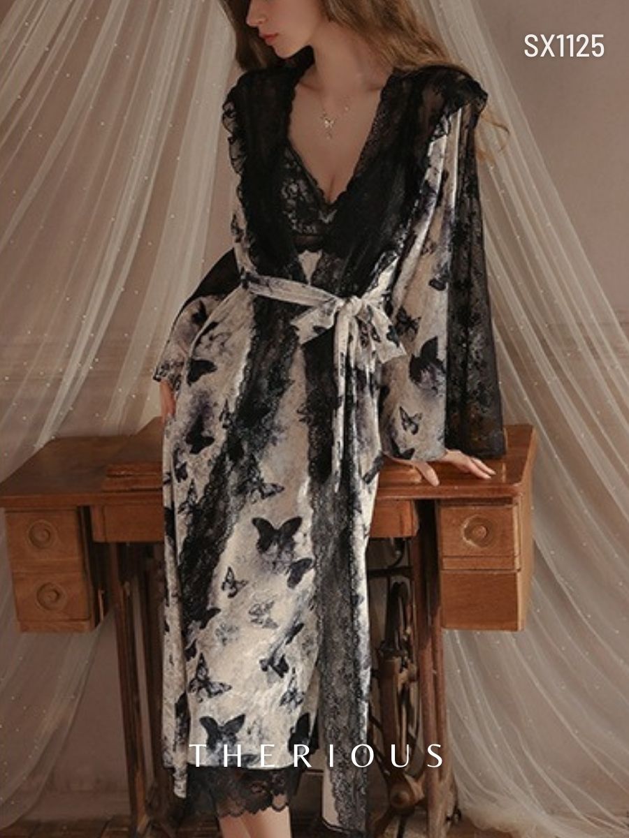 Harper Velvet Butterfly Long Dress SX1125 [Ready Stock]