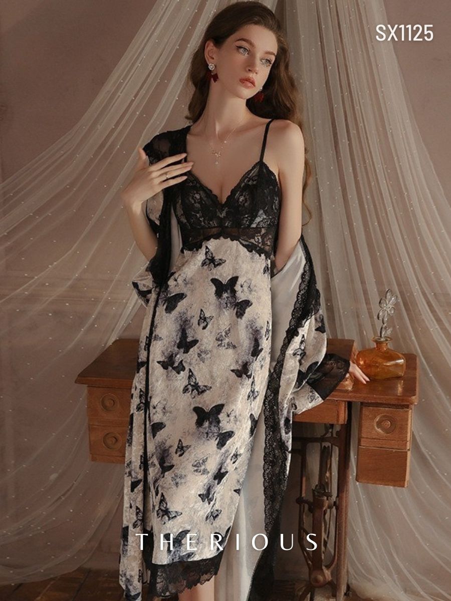 Harper Velvet Butterfly Long Dress SX1125 [Ready Stock]