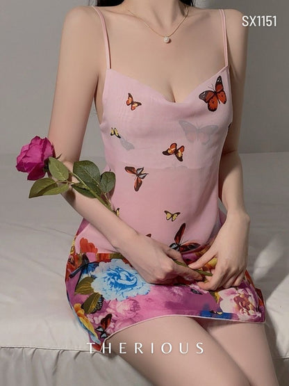 Daphne Tulle Floral Dress Lingerie SX1151 [Ready Stock]