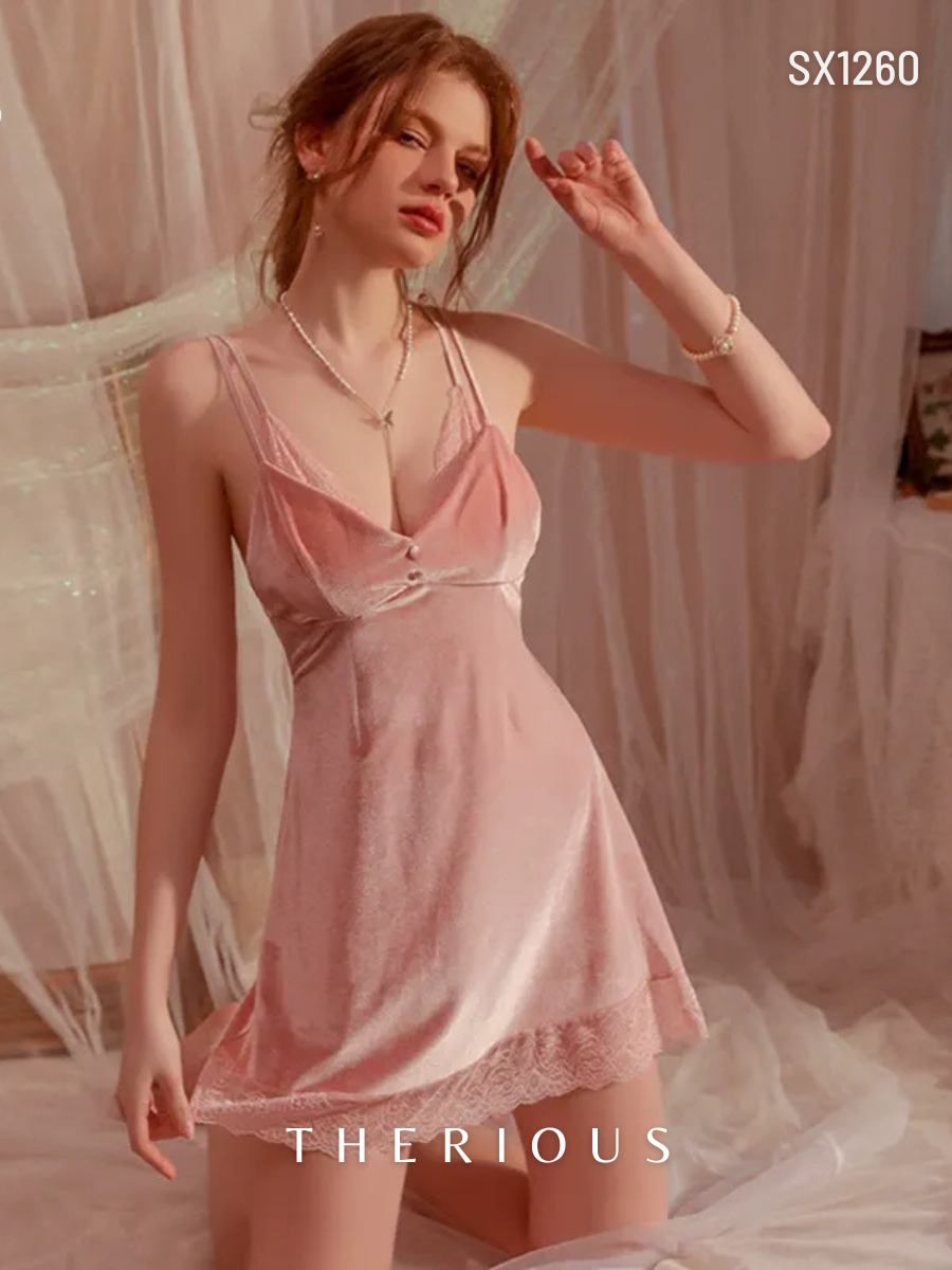 Dhyana Velvet Dress Lingerie SX1260 [Ready Stock]