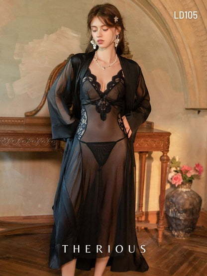 Rose Tulle Long Dress Lingerie LD105 [Ready Stock]