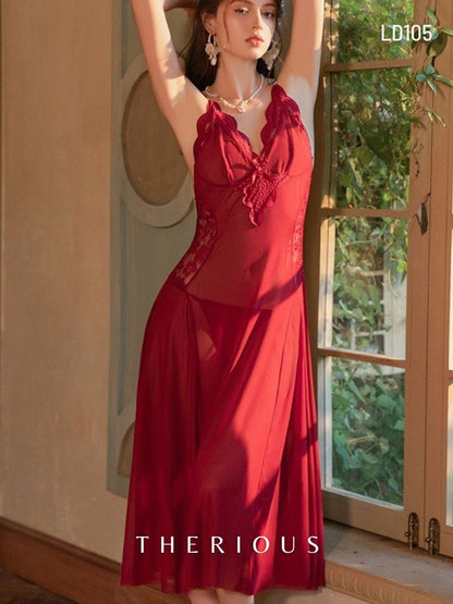Rose Tulle Long Dress Lingerie LD105 [Ready Stock]