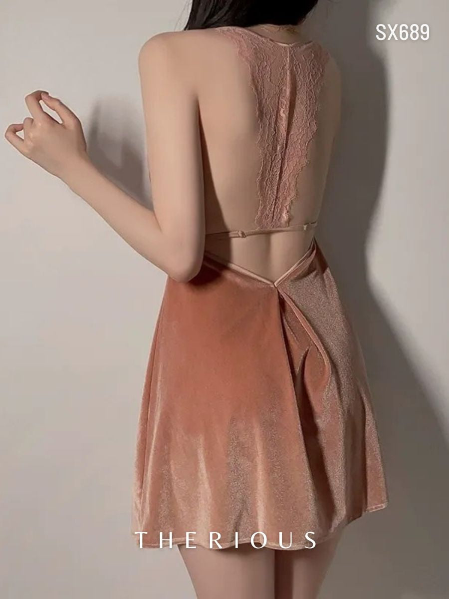 Brenda Velvet Dress Lingerie SX689 [Ready Stock]