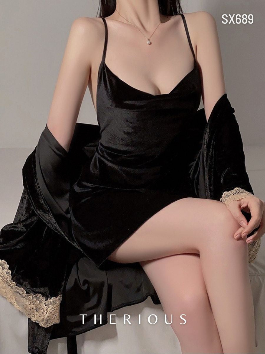 Brenda Velvet Dress Lingerie SX689 [Ready Stock]