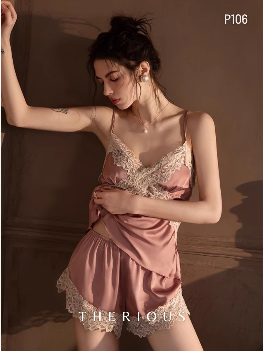 Rose Lace Pants Set Lingerie P106 [Preorder] [Got Plus Size]