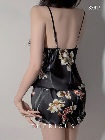 Calla Floral Pants Set Lingerie SX917 [Preorder]