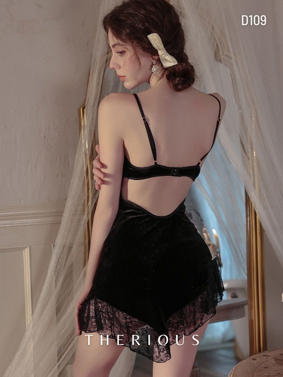 Jayla Velvet Dress Lingerie D109 [Ready Stock]