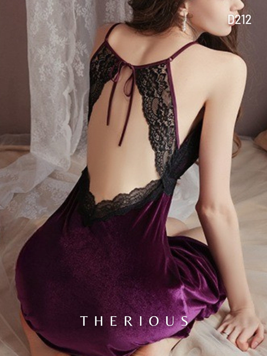 Tamia Velvet Dress Lingerie D212 [Ready Stock]