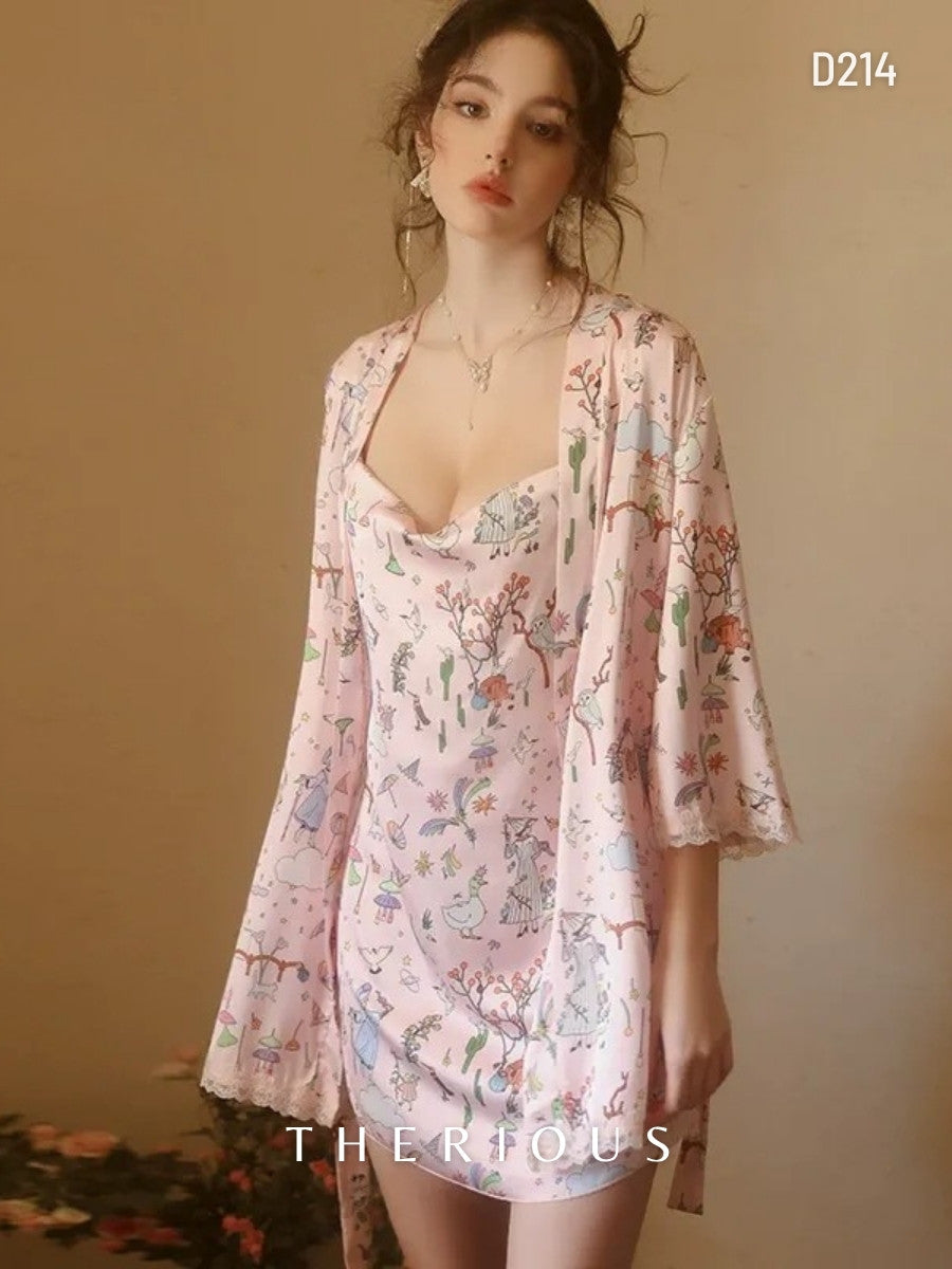 Tamia Pattern Dress Lingerie D214 [Ready Stock]