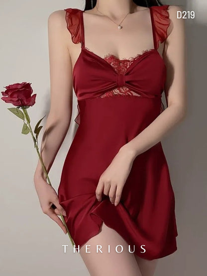 Tamia Satin Dress Lingerie D219 [Ready Stock] [Got Plus Size]