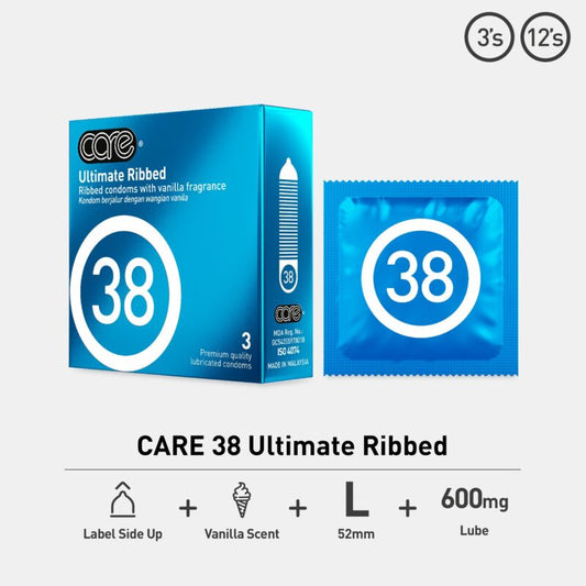 Care 38 Ultimate Ribbed 3's Condom [Ready Stock]