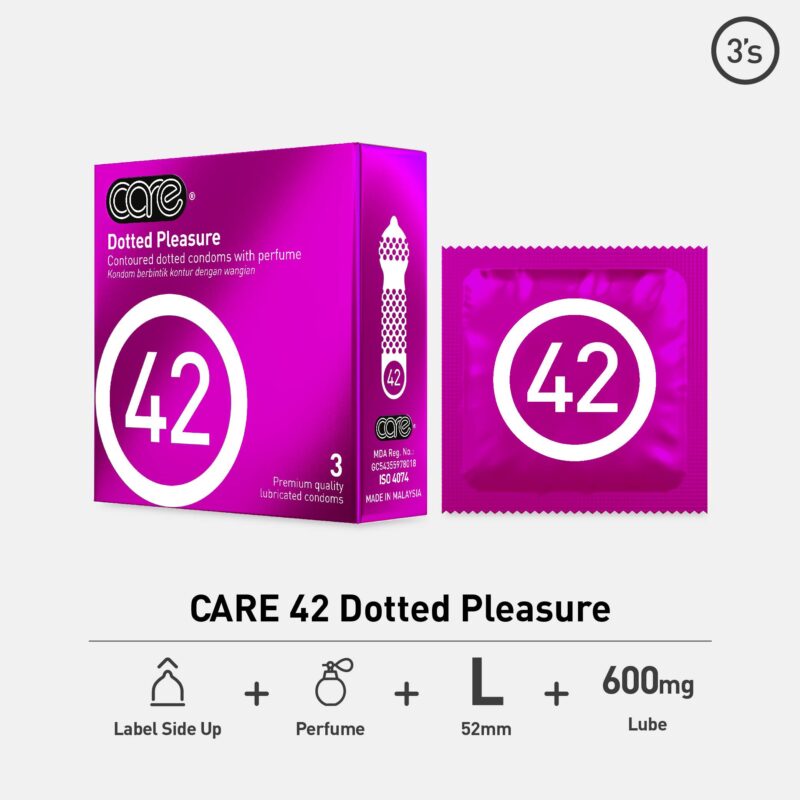 Care 42 Dotted Pleasure 3's Condom [Ready Stock]