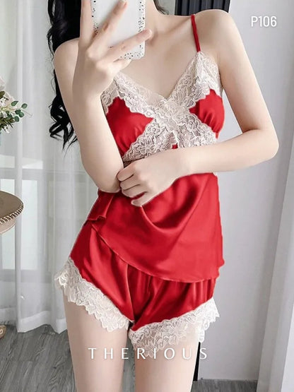 Rose Lace Pants Set Lingerie P106 [Preorder] [Got Plus Size]