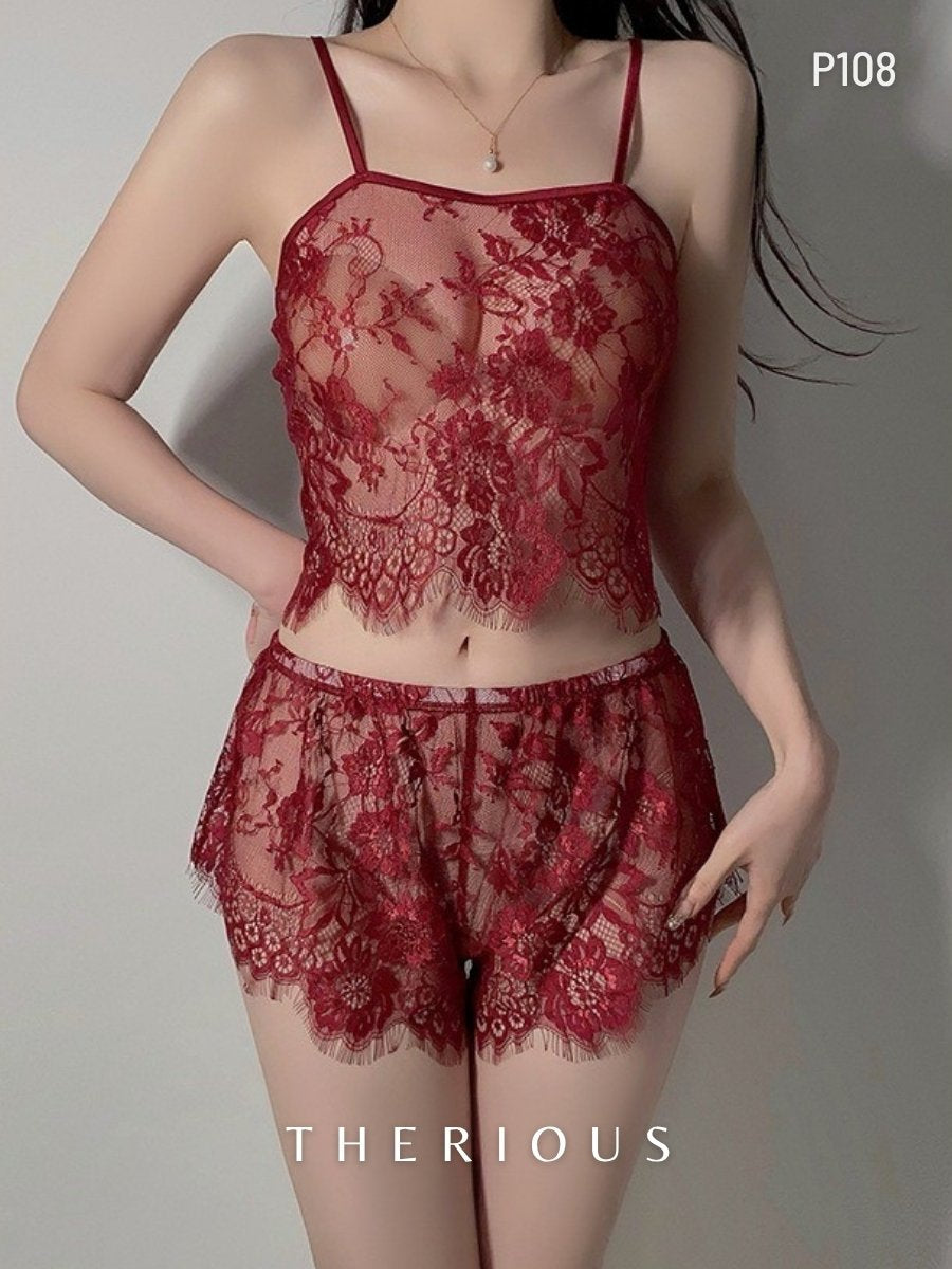 Willow Transparent Lace Pants Set Lingerie P108 [Preorder]