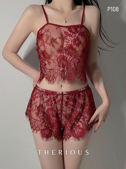 Willow Transparent Lace Pants Set Lingerie P108 [Preorder]